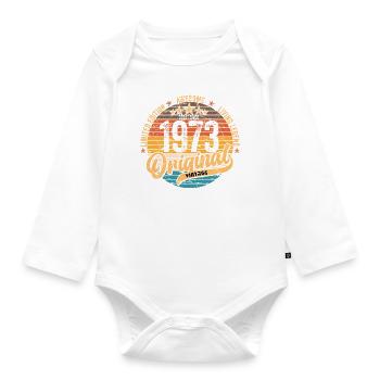 1973 Birthday born in 1973 Retro Vintage - Organic Longsleeve Baby Bodysuit - white - Front