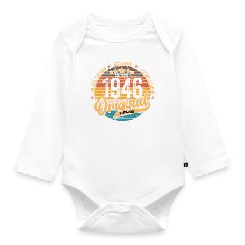 1946 Birthday born in 1946 Retro Vintage - Organic Longsleeve Baby Bodysuit - white - Front