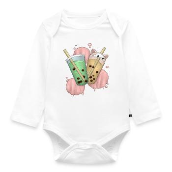 Bubble Tea 2 - Baby Bio-Langarm-Body - Weiß - Vorne