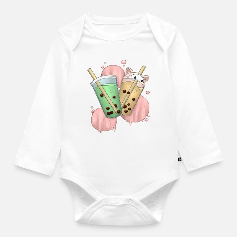 Bubble Tea 2 - Organic Longsleeve Baby Bodysuit - white