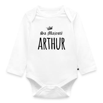 Sa majesté Arthur - Body Bébé bio manches longues - blanc - Devant