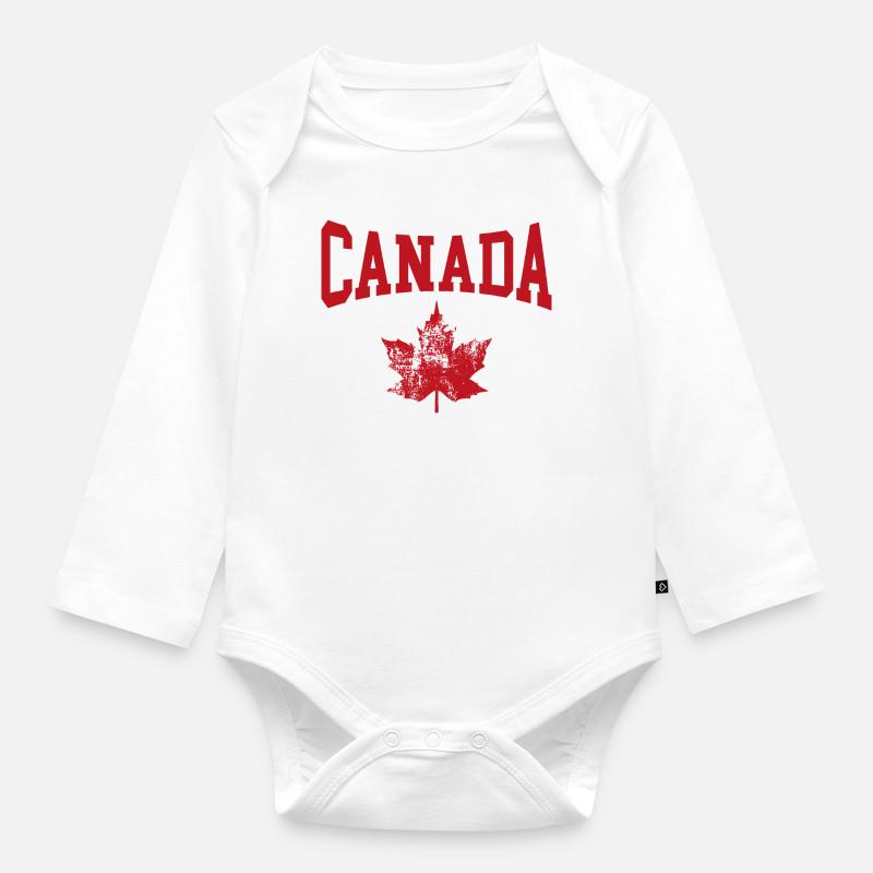 Canada - Body Bébé bio manches longues - blanc