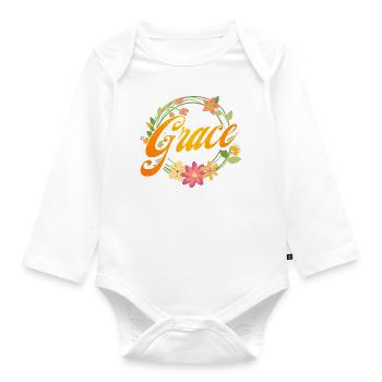 Inspirational Christian Religious Gift - Organic Longsleeve Baby Bodysuit - white - Front