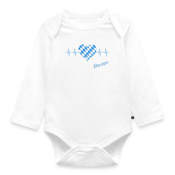 Bayern Herz Herzschlag Bavaria - Baby Bio-Langarm-Body - Weiß - Vorne