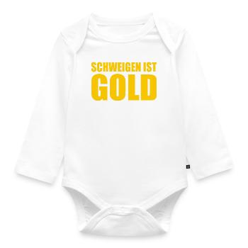 schweigen ist gold - Baby Bio-Langarm-Body - Weiß - Vorne