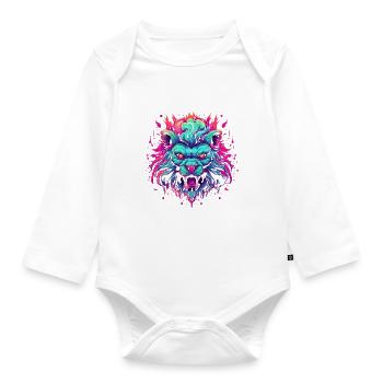 King Leon - Organic Longsleeve Baby Bodysuit - white - Front