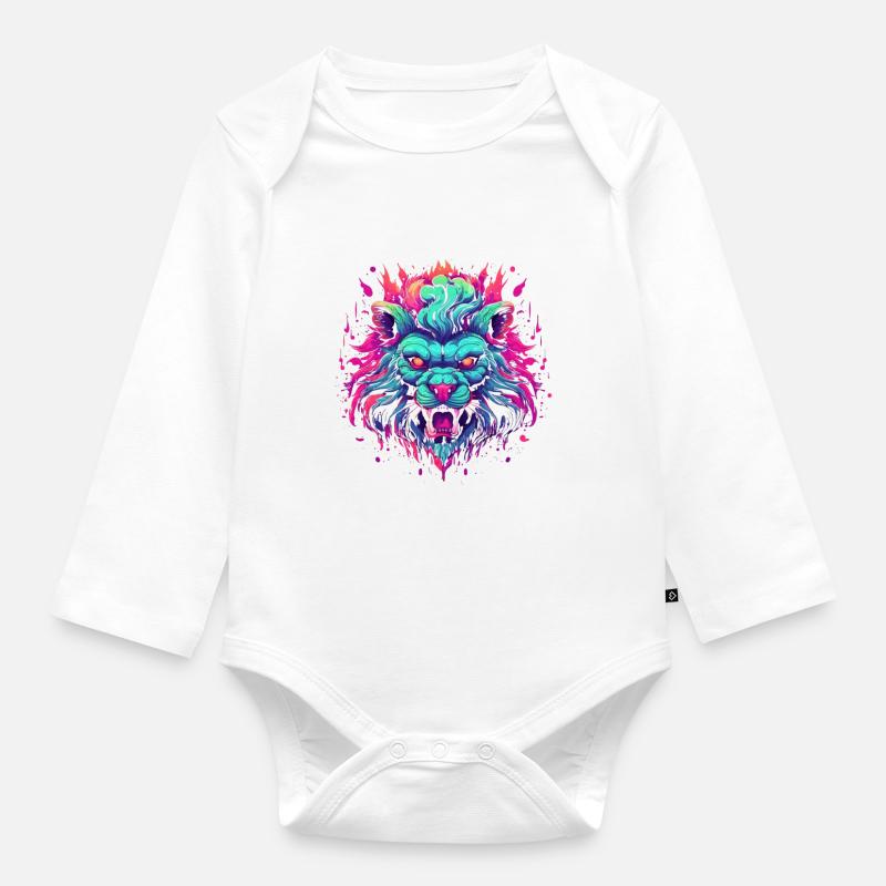 King Leon - Organic Longsleeve Baby Bodysuit - white