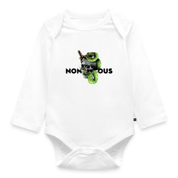 Skull with snake - Organic Longsleeve Baby Bodysuit - white - Front