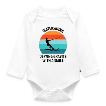 Water skis, water skis, water skiers - Organic Longsleeve Baby Bodysuit - white - Front