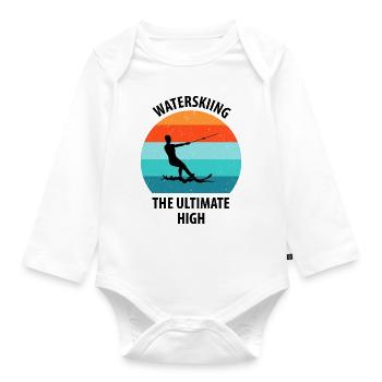 Water skis, water skis, water skiers - Organic Longsleeve Baby Bodysuit - white - Front