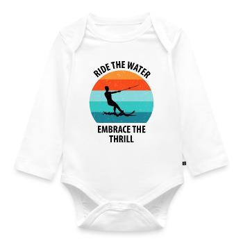 Water skis, water skis, water skiers - Organic Longsleeve Baby Bodysuit - white - Front