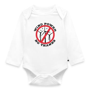 Wind Power No Thanks, No to Wind Energy - Organic Longsleeve Baby Bodysuit - white - Front