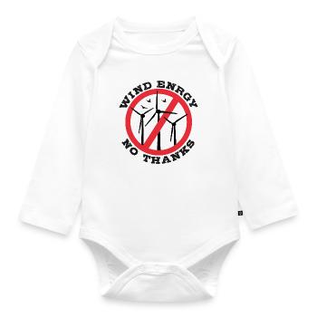 Wind Energy No Thanks, No to Wind Power - Organic Longsleeve Baby Bodysuit - white - Front