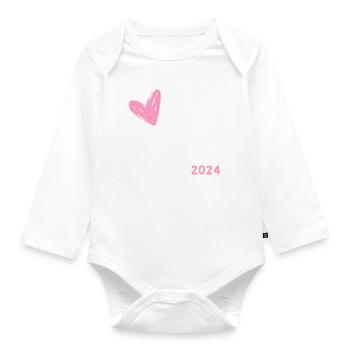 Ich werde große Schwester 2024 Herz Loading Süß - Baby Bio-Langarm-Body - Weiß - Vorne
