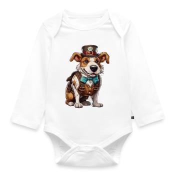 Lederhosen / Animal / Traditional costume / Tradition / Dog - Organic Longsleeve Baby Bodysuit - white - Front