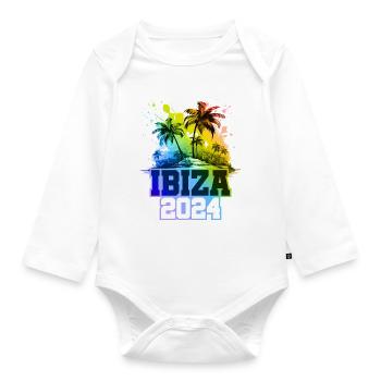 Ibiza 2024 Holiday Palm Trees Colorful - Organic Longsleeve Baby Bodysuit - white - Front