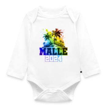 Malle 2024 Urlaub Palmen Bunt - Baby Bio-Langarm-Body - Weiß - Vorne