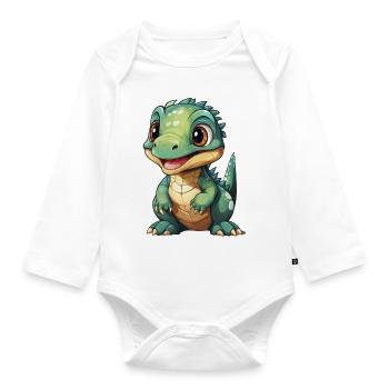 dino1 - Baby Bio-Langarm-Body - Weiß - Vorne