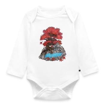 Japanischer Garten Zengarten Illustration Japan - Baby Bio-Langarm-Body - Weiß - Vorne