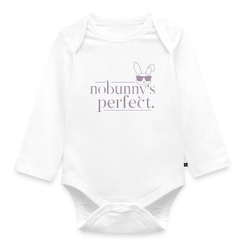 Hase "Nobunny is Perfect" Witzig - Baby Bio-Langarm-Body - Weiß - Vorne