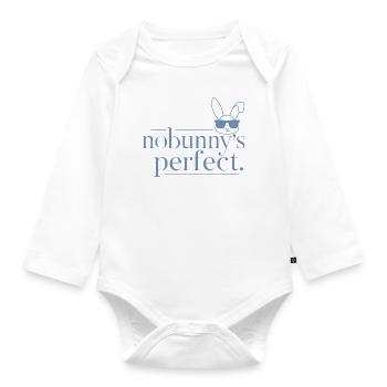 Hase "Nobunny is Perfect" Witzig - Baby Bio-Langarm-Body - Weiß - Vorne