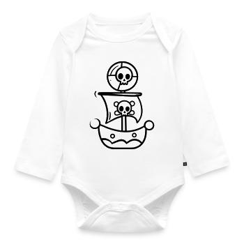 pirate ship - Organic Longsleeve Baby Bodysuit - white - Front