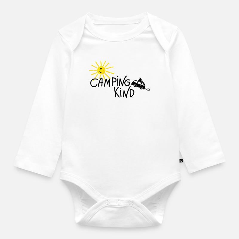Camping Kind Van - Baby Bio-Langarm-Body - Weiß