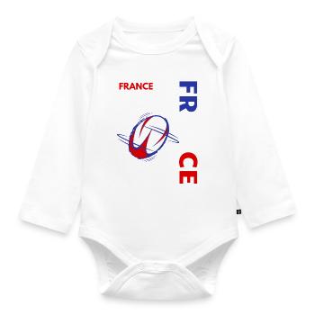 France Rugby Supporters,Rugby France - Organic Longsleeve Baby Bodysuit - white - Front