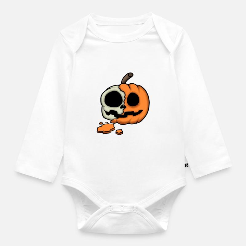Crâne de citrouille - Body Bébé bio manches longues - blanc