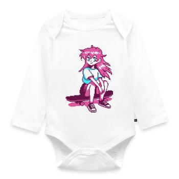 8bit SK8er GRL - Organic Longsleeve Baby Bodysuit - white - Front