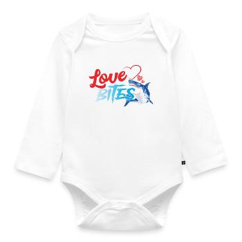 Requin Amour Morsure Coeur Drôle d’engouement - Body Bébé bio manches longues - blanc - Devant