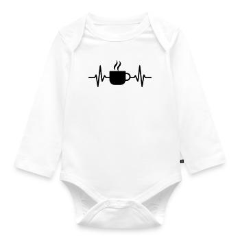 Coffee Cup Coffee Break Motif - Organic Longsleeve Baby Bodysuit - white - Front