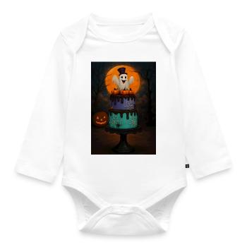 Grusel Geister Halloween Geschenk - Baby Bio-Langarm-Body - Weiß - Vorne