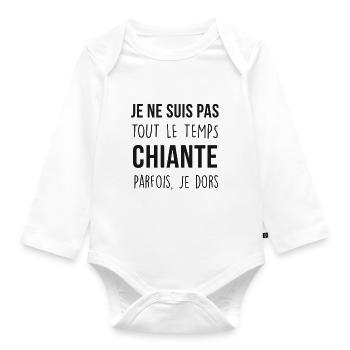 Je ne suis pas tous le temps chiante - Body Bébé bio manches longues - blanc - Devant