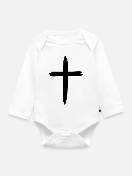croix - Body Bébé bio manches longues - blanc