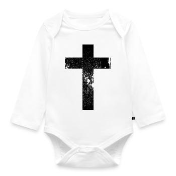 Cross Grunge Cross / Cross - Organic Longsleeve Baby Bodysuit - white - Front