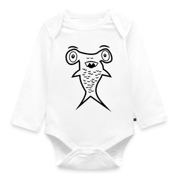 Hammerhead shark - shark fin - Organic Longsleeve Baby Bodysuit - white - Front