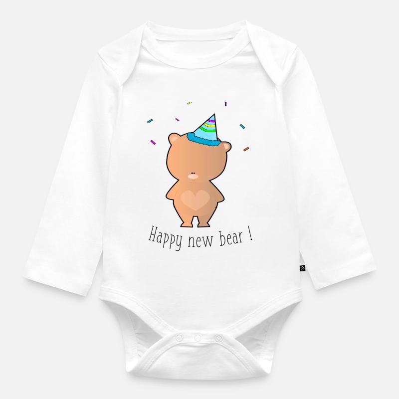 Happy new bear ! - Body Bébé bio manches longues - blanc