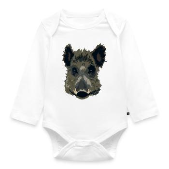Wildschwein - Baby Bio-Langarm-Body - Weiß - Vorne