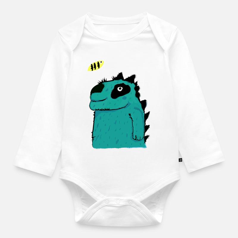 petit crocodile mignon - Body Bébé bio manches longues - blanc