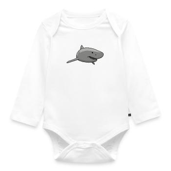 Shark, drawing, cartoon - Organic Longsleeve Baby Bodysuit - white - Front