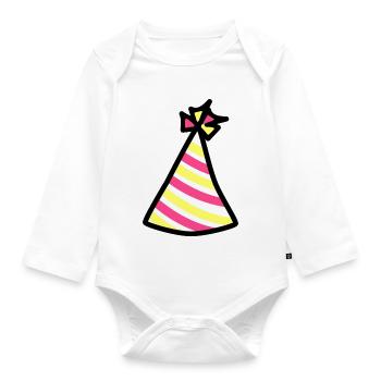 Funny anniversaire chapeau chapeau chapeau chapeau de fête - Body Bébé bio manches longues - blanc - Devant