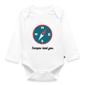 Compass lead you - Organic Longsleeve Baby Bodysuit - white - Front