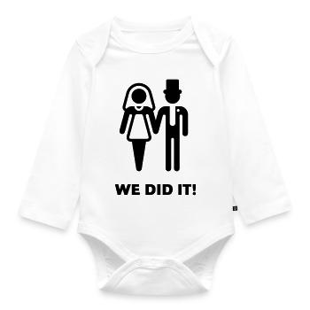 We did it! (Wedding / Marriage) - Organic Longsleeve Baby Bodysuit - white - Front