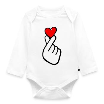 KOREANISCHES HERZ - Baby Bio-Langarm-Body - Weiß - Vorne
