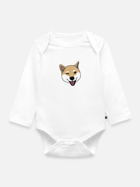 Shiba Inu, Hund, Rasse, Zeichnung, Comic - Baby Bio-Langarm-Body - Weiß