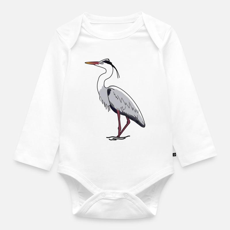 Graureiher - Baby Bio-Langarm-Body - Weiß