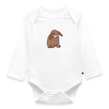 Rabbit, rabbit, dwarf rabbit, drawing, cartoon - Organic Longsleeve Baby Bodysuit - white - Front