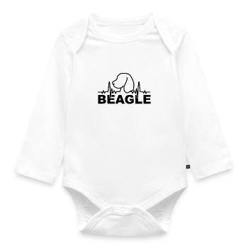 Herzschlag, Beagle, Hund, Geschenkidee, Geschenk - Baby Bio-Langarm-Body - Weiß - Vorne