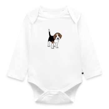 Beagle, Welpe, Hund, süß. Comic - Baby Bio-Langarm-Body - Weiß - Vorne